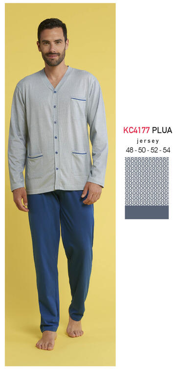 ART. KC4177 PLUA- pigiama uomo m/l 100% cotone kc4177 plua aperto - Fratelli Parenti